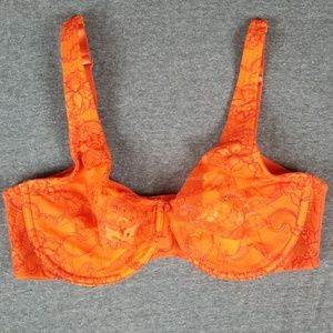 Neon Orange Unlined Underwire Cacique Bra in 36D